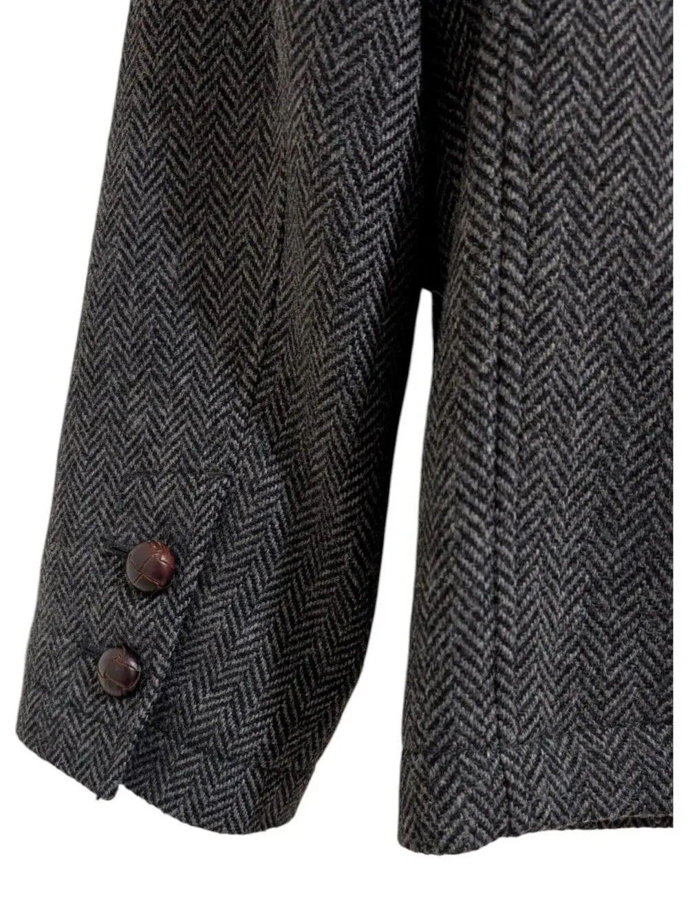 Abercrombie & Fitch Men's Wool Blend Herringbone Blazer Jacket Charcoal Gray L